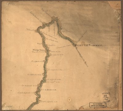 (Mapa do rio Ohio a partir de Fort Pitt. LOC gm71002315 de John Montresor