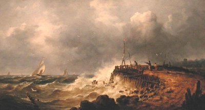 Um dia tempestuoso (óleo sobre painel) de John Moore