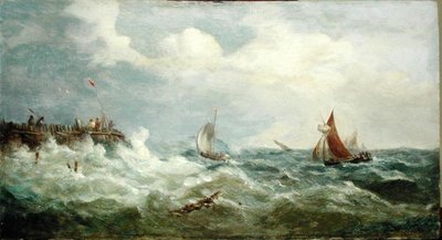 Barcos que fazem para a Boca do Porto (óleo no painel) de John Moore