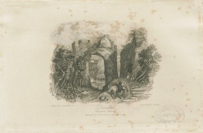 Dovedale - &39;Reynard&39;s Kitchen&39;: gravura em aço (vinheta), nd [1808-1892] (impressão) de John Murray