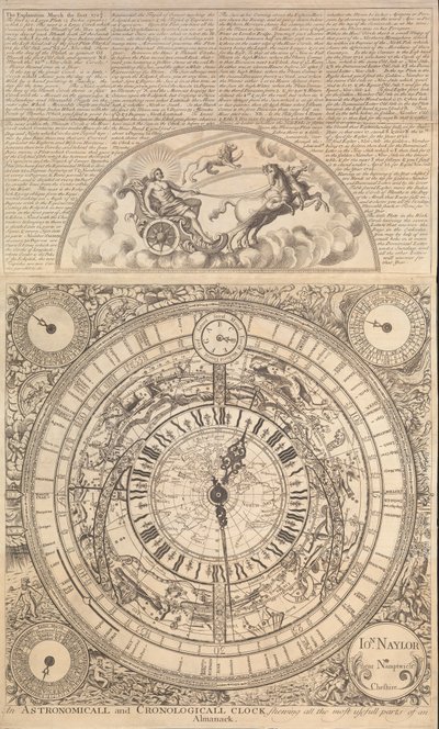 Um Relógio Astronómico e Cronológico mostrando todas as Partes Mais Úteis de um Almanack (gravura) de John Naylor
