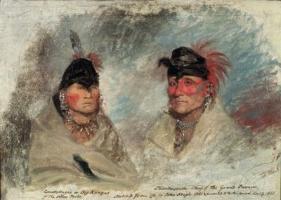 Grande Kansas, ou Caussetongua, e Sharitarishe, chefe dos Grand Pawnees, 1821 de John Neagle