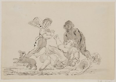 Um acidente de rua, 1804 (caneta, pincel e tinta no papel) de John Nixon