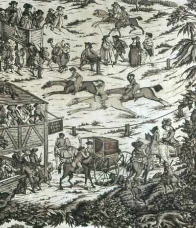 Corrida de cavalos no Turf Inn (Tecido para mobiliário) de John Nost Sartorius