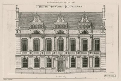 Design para o novo Vestry Hall, Kensington, Londres de John Oldrid Scott