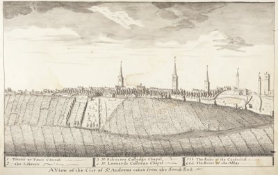 St Andrews Delineated - Uma vista da cidade de St Andrews, tirada do sudeste (caneta e papel) de John Oliphant