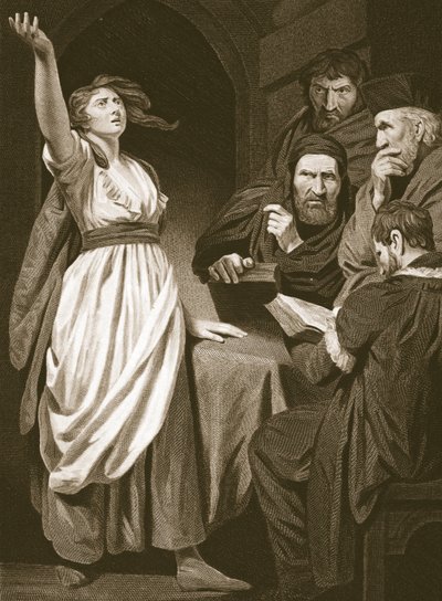 Joan of Arc, declarando sua missão, gravada por T. Holloway, ilustração de "The History of England", de David Hume, pub. por R. Bowyer, Londres, 1812 de John Opie