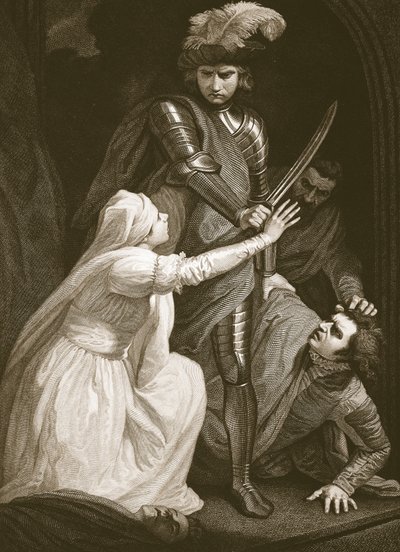 A apreensão de Mortimer, gravado por J. Fittler, ilustração de David Hume "A História da Inglaterra", pub. por R. Bowyer, Londres, 1812 de John Opie