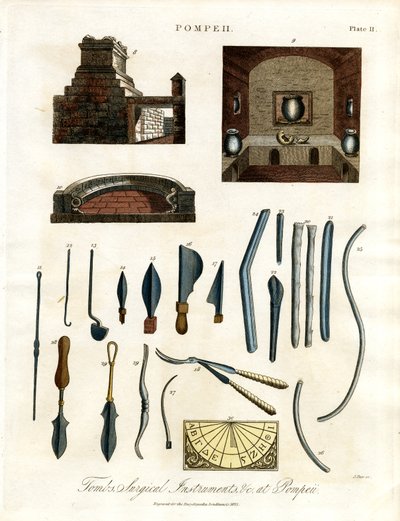 Instrumentos cirúrgicos e artefactos de Pompeia de John Pass
