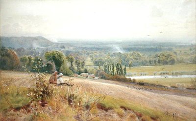 Vista de Hedsor Hill, no Tamisa, perto de Cookham (aguarela sobre papel) de John Pedder