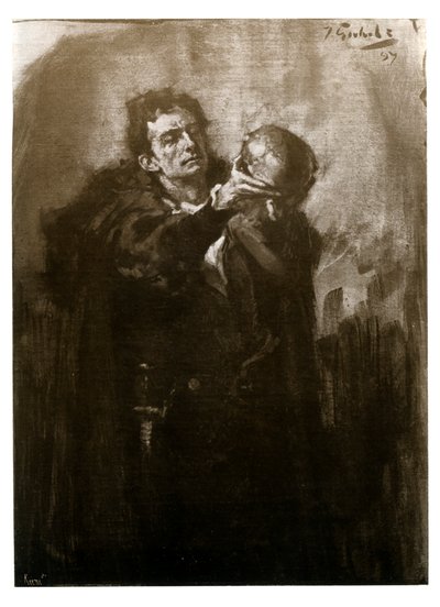 Forbes-Robertson como Hamlet, final do século 19. de John Percival Gulich