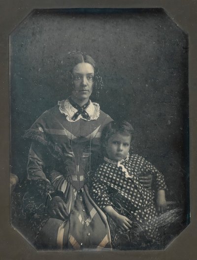 Elizabeth Bakewell James e seu filho, Frank B. James, ca. 1846. de John Plumbe Jr..