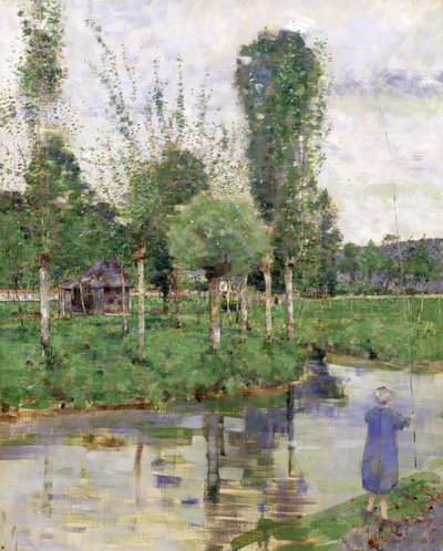 No rio, Sainte-Gertrude, Caudebec, Normandia (óleo sobre tela) de John Quinton Pringle