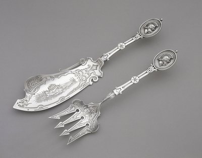Garfo e faca de peixe, c. 1862-1870 (prata) de John R. Wendt