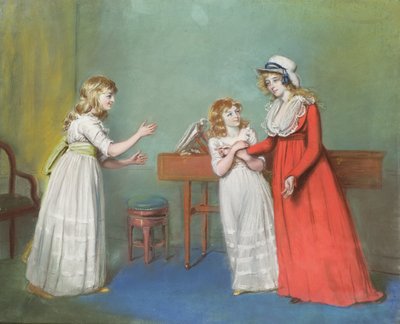 Sra. Henderson, Sra. Kendall e Sra. Thompson, Filhas de Thomas Rowsby, Crome Hall, Malton, Yorkshire de John Raphael Smith
