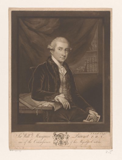 Portret van William Musgrave
Sir Willm. Musgrave Baronet F.R.S. um dos Comissários da Alfândega de Sua Majestade (título sobre o objecto) de John Raphael Smith