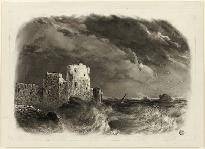 Castelo em ruínas à beira-mar de John Rawson Walker