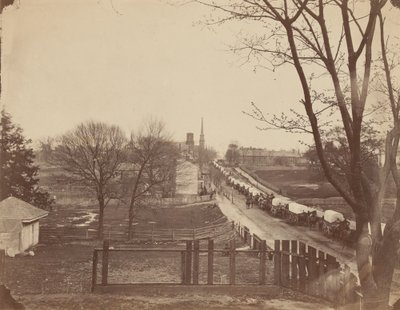 Trem de vagões do exército entrando em Petersburgo, Virgínia de John Reekie