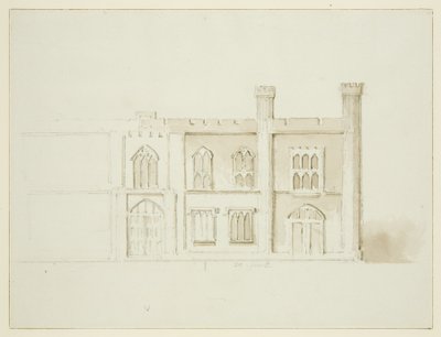 Plano do Sr. Garrard para os Edifícios Municipais propostos na Praça Queen (desenho, aguarela) de John Reverend Eden