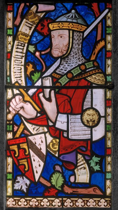 Cavaleiro do século XIV, braços de Granville, 1859-60 (vitral) de John Richard Clayton