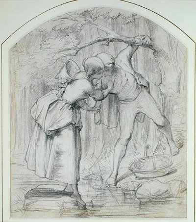 The Crossing, c.1860 (lápis a bordo) de John Richard Clayton