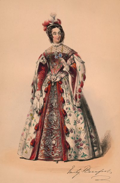 Emily Duquesa de Beaufort em traje para a rainha Victorias Bal Costumé, 12 de maio de 1842, 1843. de John Richard Coke Smyth