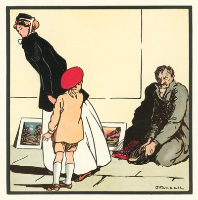 Kensington Rhymes: The Pavement Artist (cor litho) de John Robert (after) Monsell