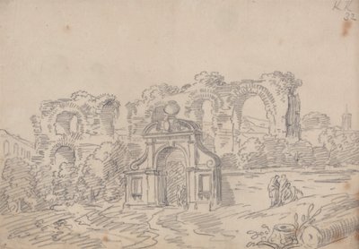 Arco Barroco e Ruínas do Aqueduto Romano de John Robert Cozens