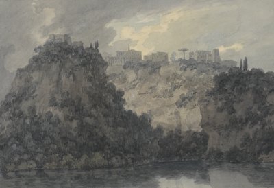 No Lago de Nemi, c.1780-83 (grafite e w - c no papel) de John Robert Cozens