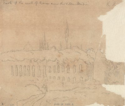 Parte da muralha de Roma perto da Villa Medici de John Robert Cozens