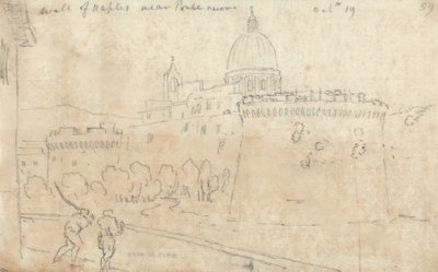 A Muralha de Nápoles perto de Ponte Nuovo de John Robert Cozens
