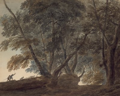 O pastor de cabras: Vista da Galleria di Sopra sobre o lago de Albano de John Robert Cozens