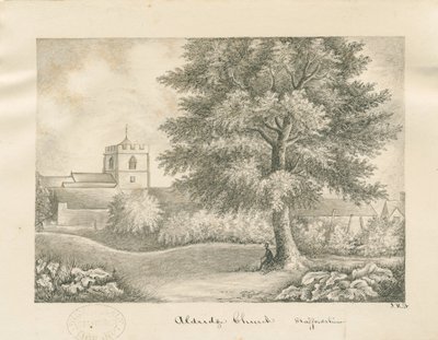Igreja de Aldridge: desenho a caneta e lavagem, sd [séc. XIX] de John Robert Fernyhough