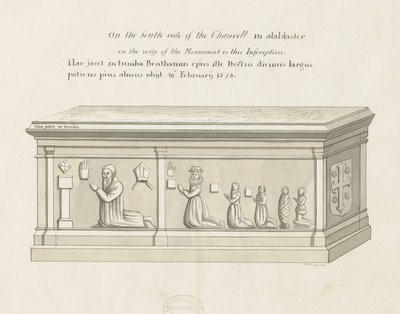 Eccleshall Church - Túmulo do Bispo Bentham: caneta e desenho de lavagem, nd [19 cêntimos] (desenho) de John Robert Fernyhough