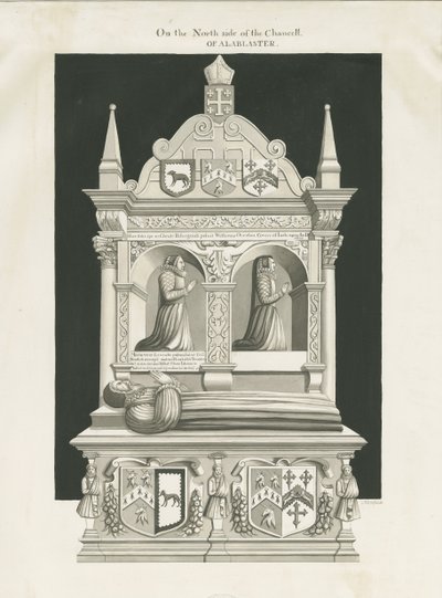 Eccleshall Church - Túmulo do Bispo William Overton: desenho sépia, nd [19 cêntimos] (desenho) de John Robert Fernyhough