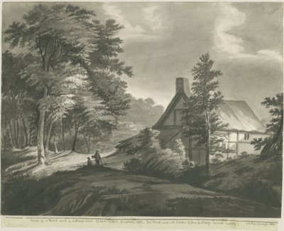 Rugeley - Cottage perto de Etchinghill: desenho em lavagem sépia escura, 1835 de John Robert Fernyhough
