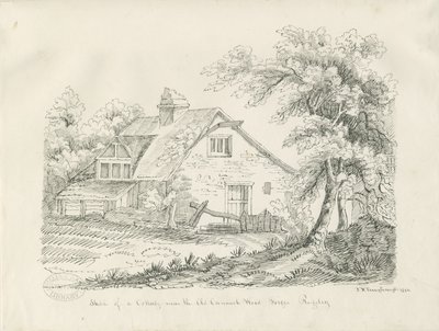 Rugeley - Casa de campo perto da velha Cannock Wood Forges: caneta e desenho a tinta de John Robert Fernyhough