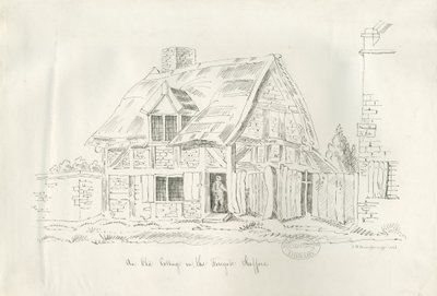 Stafford - Old Cottage in the Foregate: desenho a bico de pena de John Robert Fernyhough
