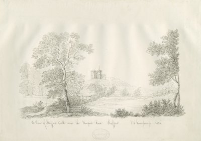 Castelo de Stafford - Perto da estrada de Newport: caneta e desenho a tinta de John Robert Fernyhough