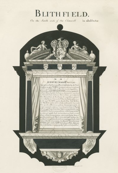 Mesa em Blithfield Church - Sir Hervey Bagot, Bart.: desenho sépia, nd [?19 cent] (desenho) de John Robert Fernyhough
