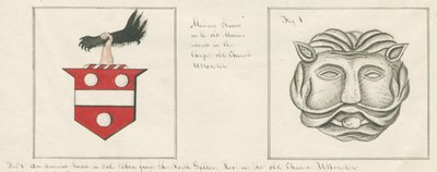 Igreja Uttoxeter - Cabeça Esculpida: desenho a caneta e lavagem, nd [ Meados do século XIX] de John Robert Fernyhough