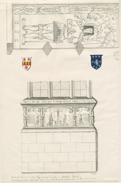 Igreja Uttoxeter - Monumento da Família Kinnersley: desenho a caneta e tinta, sd [meados do séc. XIX] (desenho) de John Robert Fernyhough