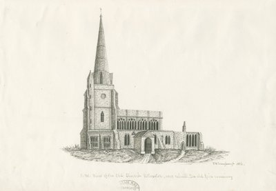 Igreja Uttoxeter [Antiga]: desenho a caneta e tinta, 1836 de John Robert Fernyhough