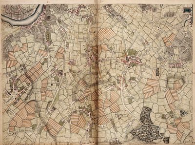 Mapa de Vauxhall, Clapham, Peckham e Dulwich de John Rocque