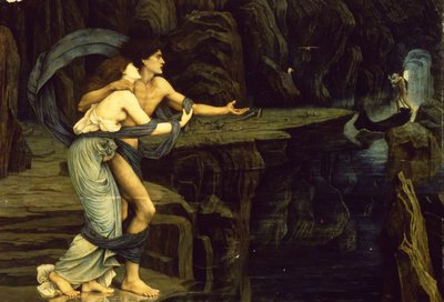 Orfeu e Eurídice às margens do rio Styx, 1878 de John Roddam Spencer Stanhope