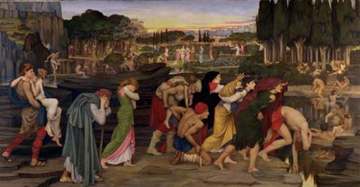 As Águas do Letes junto às Planícies do Elísio, c.1880 (têmpera e tinta dourada sobre tela) de John Roddam Spencer Stanhope