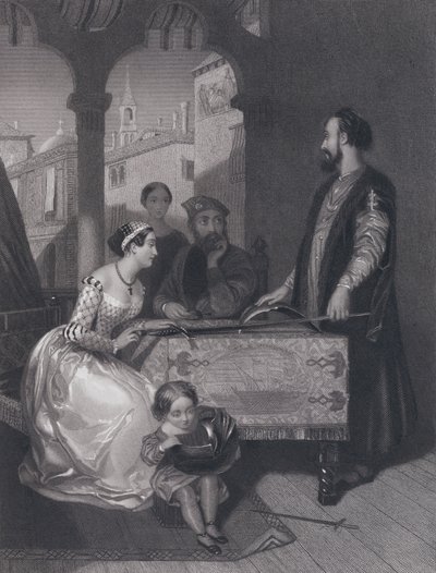 Gentile Bellini e os descendentes do grande Enrico Dandolo (gravura) de John Rogers (after) Herbert