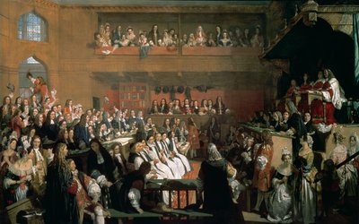 O julgamento dos sete bispos na Câmara dos Comuns durante o reinado de Jaime II de John Rogers Herbert