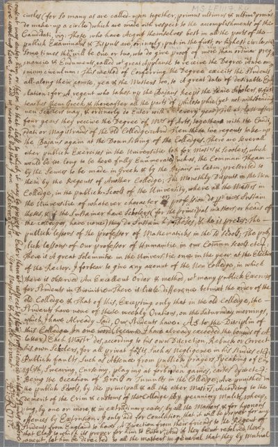 Uma carta de John Row, um estudante de St. Andrews, para seu tio, 1691 de John Row