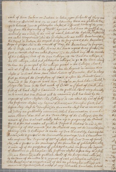 Uma carta de John Row, um estudante de St. Andrews, para seu tio, 1691 de John Row